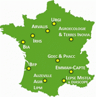 PHENOME's Partners: distribution of INRA units and applied research institutes funded and driven by farmers around France